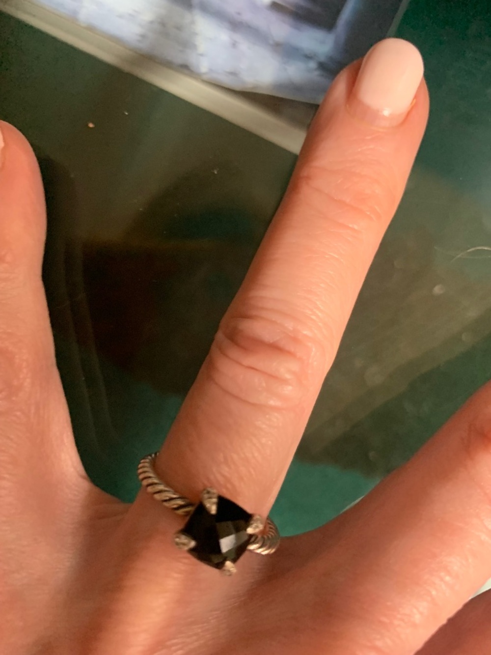 David Yurman Chatelaine Black Onyx and Silver Cable ring